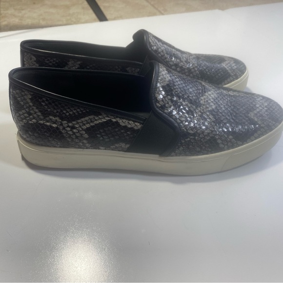 Vince Leather Black Gray Animal/Snake Print Chunky Platform Slip On Sneakers 8.5 - Picture 7 of 15